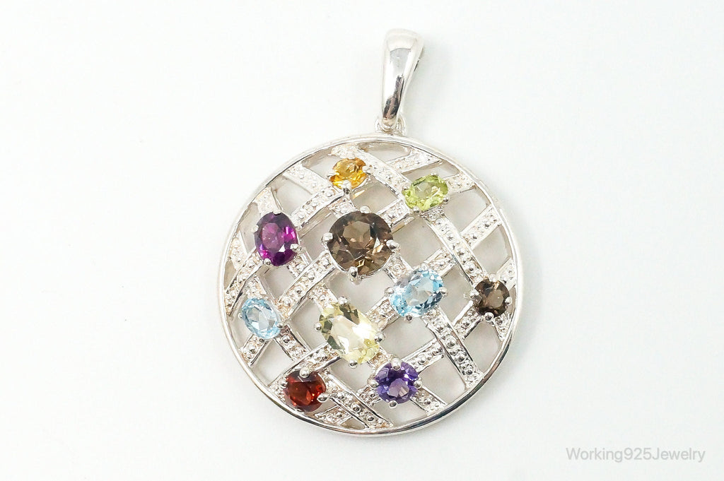 Vintage Multi Gemstone Sterling Silver Necklace Pendant | Jewelry > Necklaces > Pendants | Wiccan Center