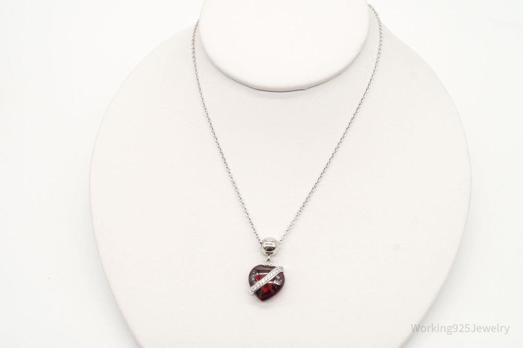 Vintage Designer RP Cubic Zirconia Glass Heart Sterling Silver Necklace | Jewelry > Necklaces > Pendants | Wiccan Center