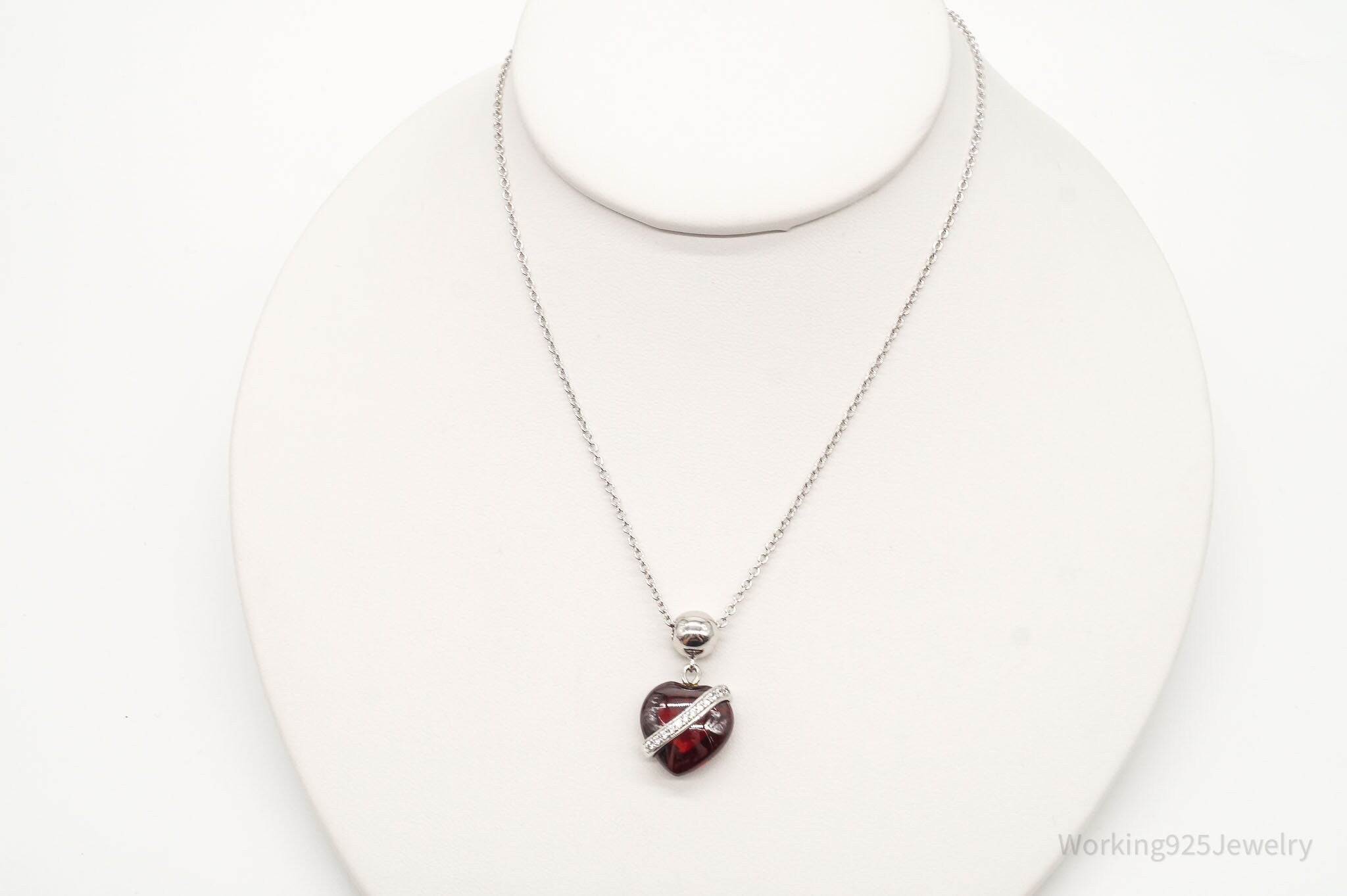 Vintage Designer RP Cubic Zirconia Glass Heart Sterling Silver Necklace | Jewelry > Necklaces > Pendants | Wiccan Center