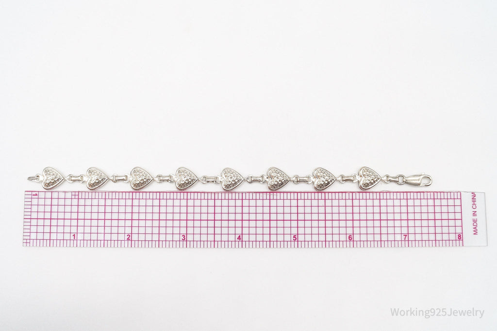Vintage Italian Puffy Hearts Sterling Silver Link Bracelet | Jewelry > Bracelets | Wiccan Center