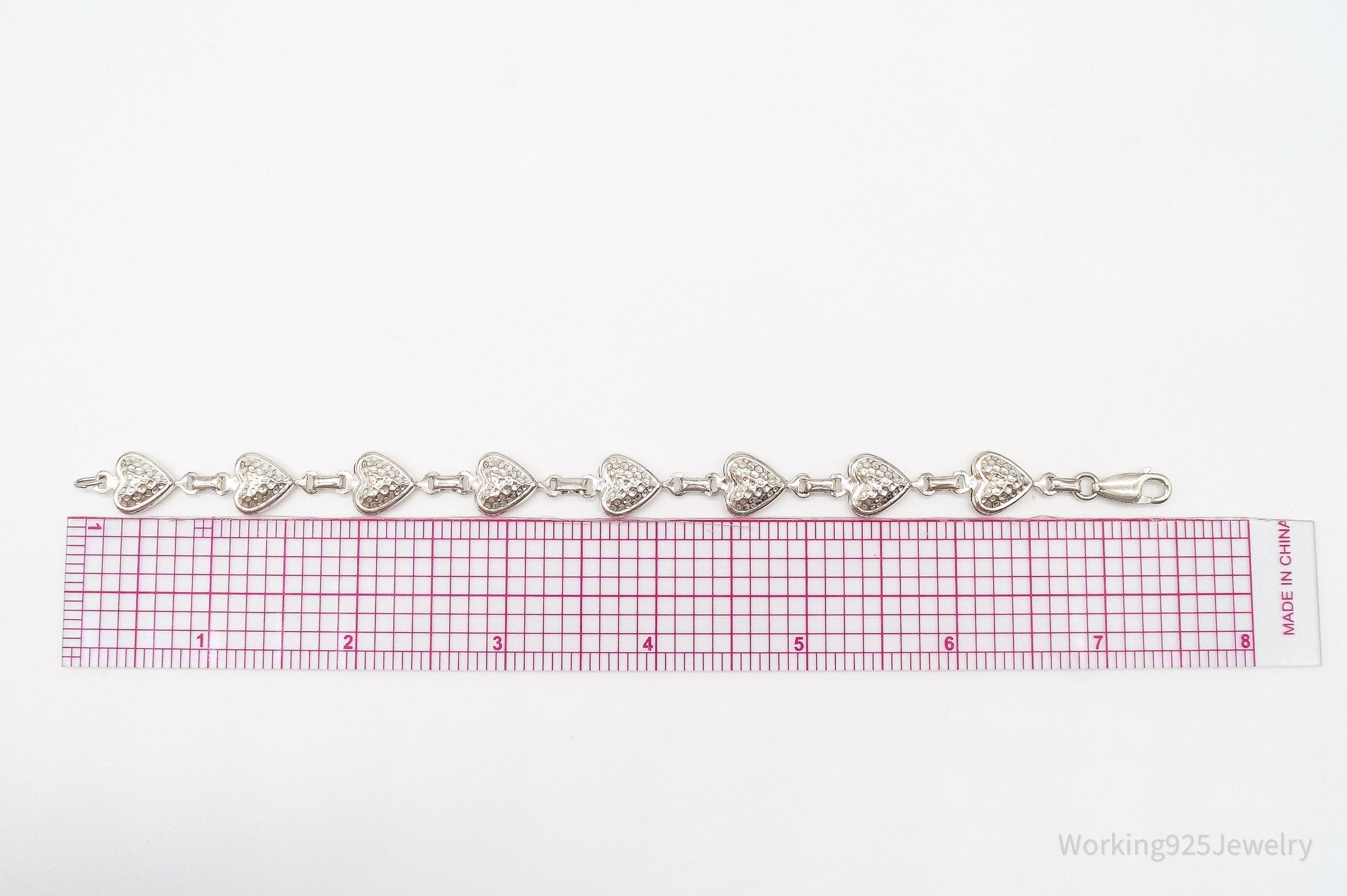 Vintage Italian Puffy Hearts Sterling Silver Link Bracelet | Jewelry > Bracelets | Wiccan Center