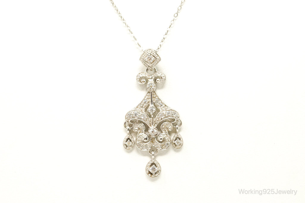 Vintage Cubic Zirconia Art Deco Sterling Silver Necklace | Jewelry > Necklaces > Pendants | Wiccan Center