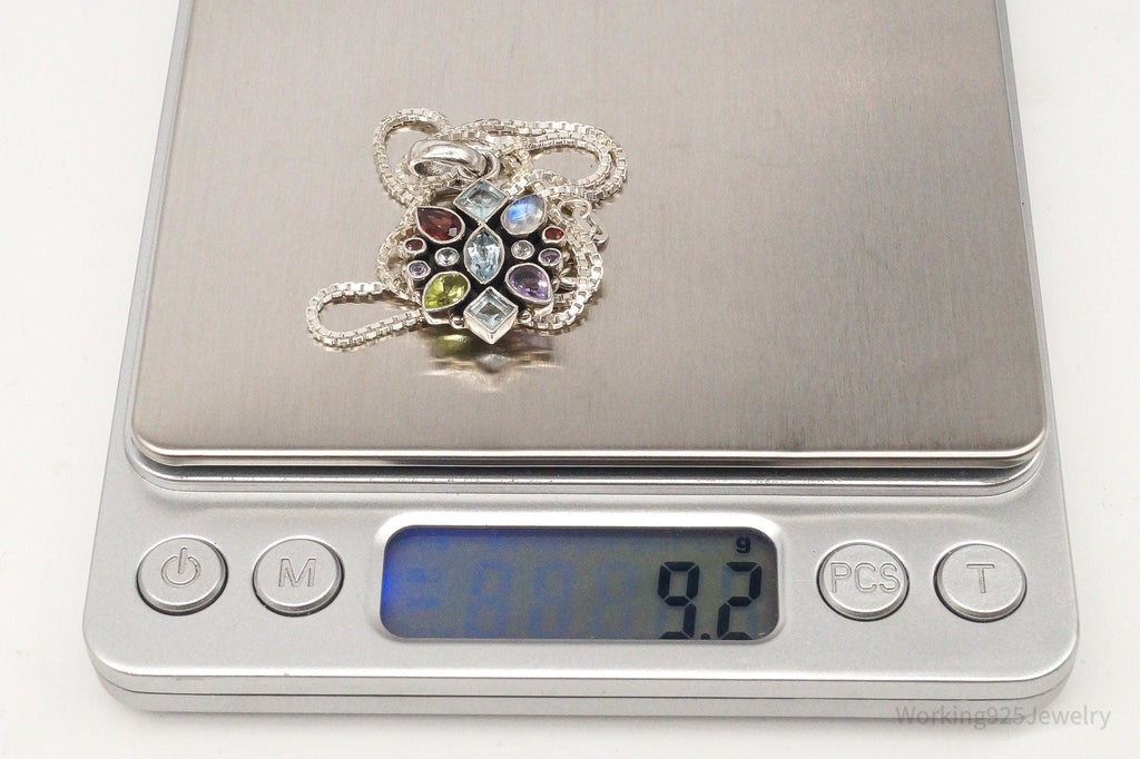 Vintage Multi Gemstone Sterling Silver Necklace | Jewelry > Necklaces > Pendants | Wiccan Center
