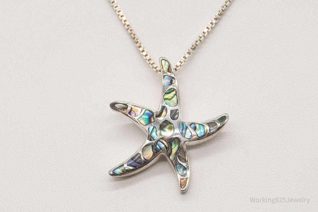 Vintage Paua Abalone Shell Starfish Sea Life Sterling Silver Necklace | Jewelry > Necklaces > Pendants | Wiccan Center