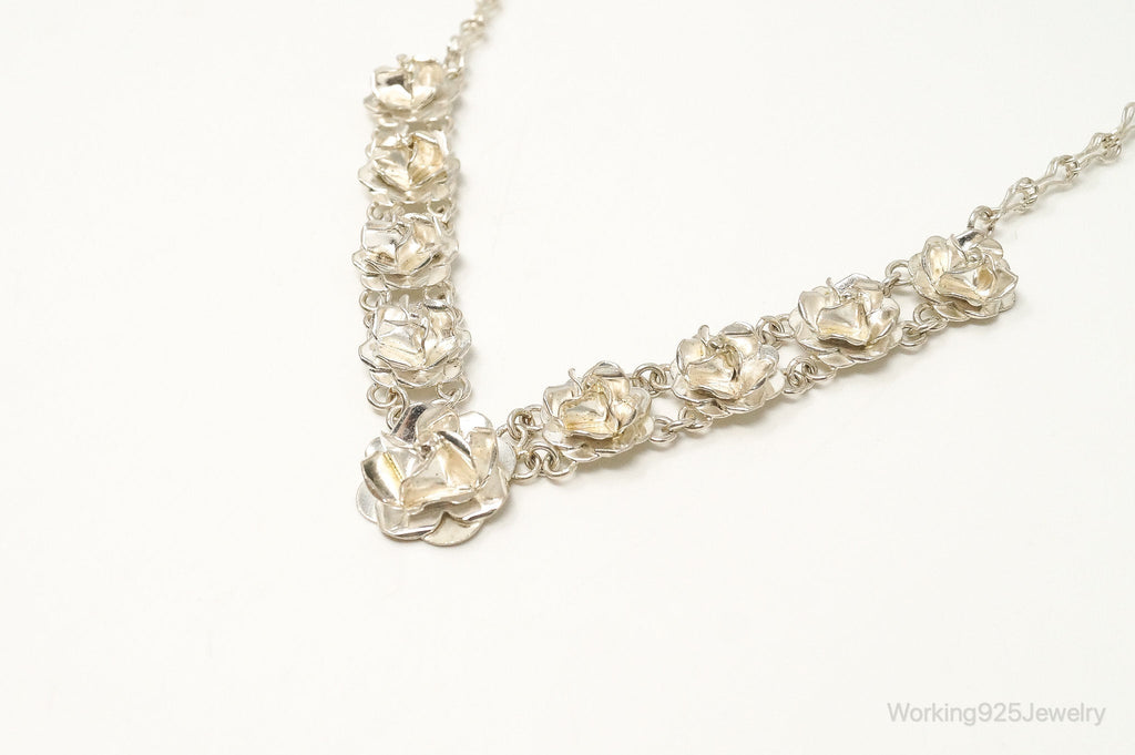 Vintage Mexico 3D Flowers Bloom Sterling Silver Necklace | Jewelry > Necklaces > Pendants | Wiccan Center