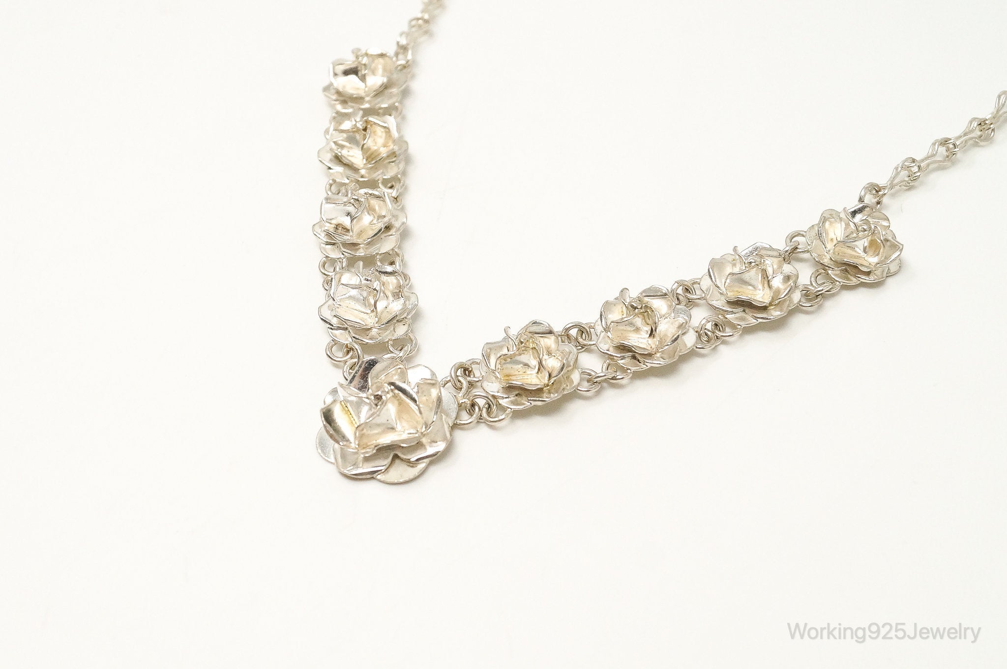 Vintage Mexico 3D Flowers Bloom Sterling Silver Necklace | Jewelry > Necklaces > Pendants | Wiccan Center