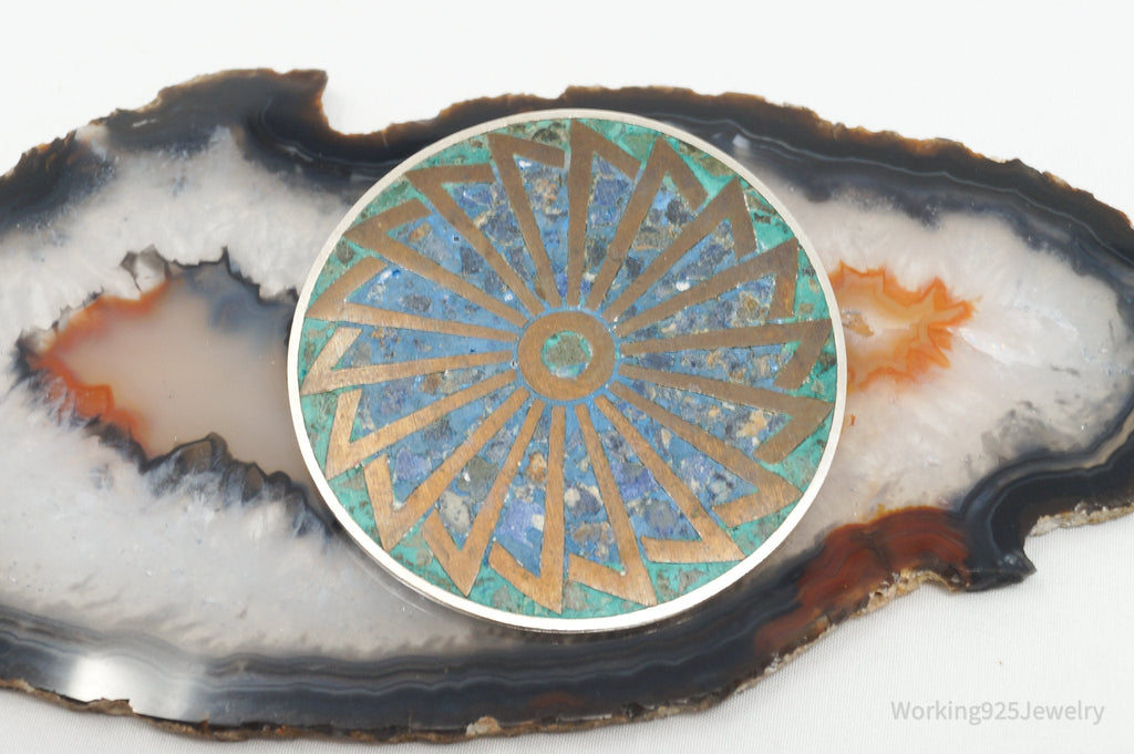 Vintage Taxco POM Mexican Brass Abstract Sterling Silver Brooch Pin Pendant | Jewelry > Necklaces | Wiccan Center