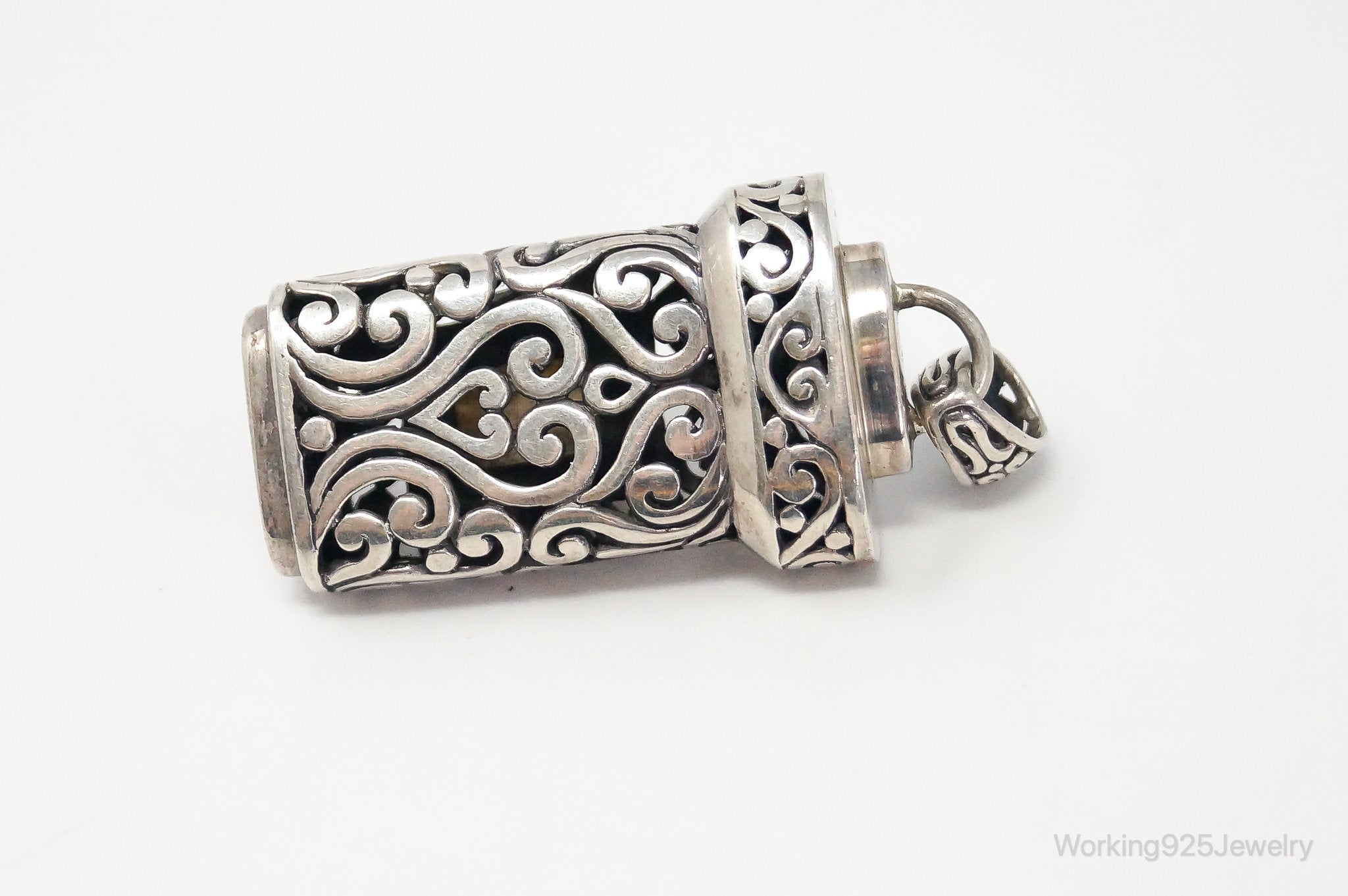 Vintage Large Mother Of Pearl Bali Inspired Sterling Silver Pendant | Jewelry > Necklaces > Pendants | Wiccan Center