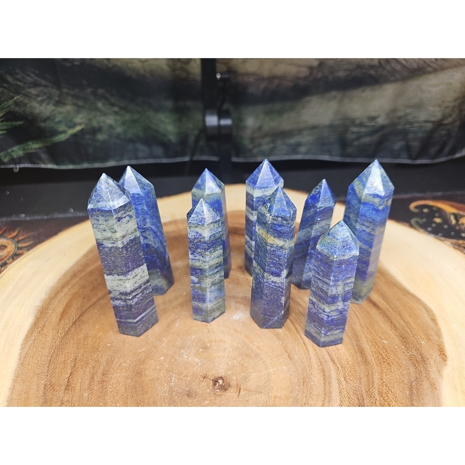 Blue Lapis Lazuli & Pyrite Crystal Tower — Rare Generator Point from Brazil | CrystalCloud Company | Crystal Points & Towers | Wiccan Center