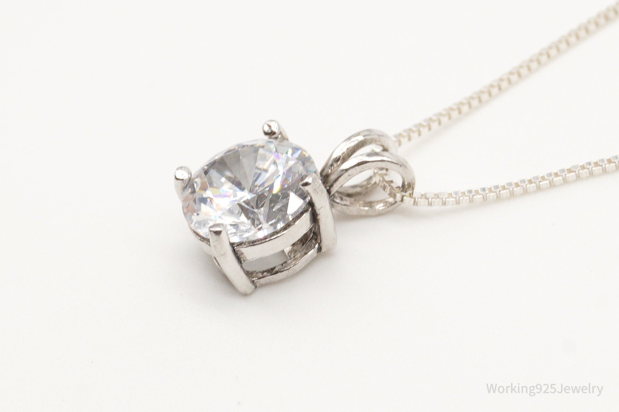 Vintage FAS Large Cubic Zirconia Sterling Silver Necklace | Jewelry > Necklaces > Pendants | Wiccan Center