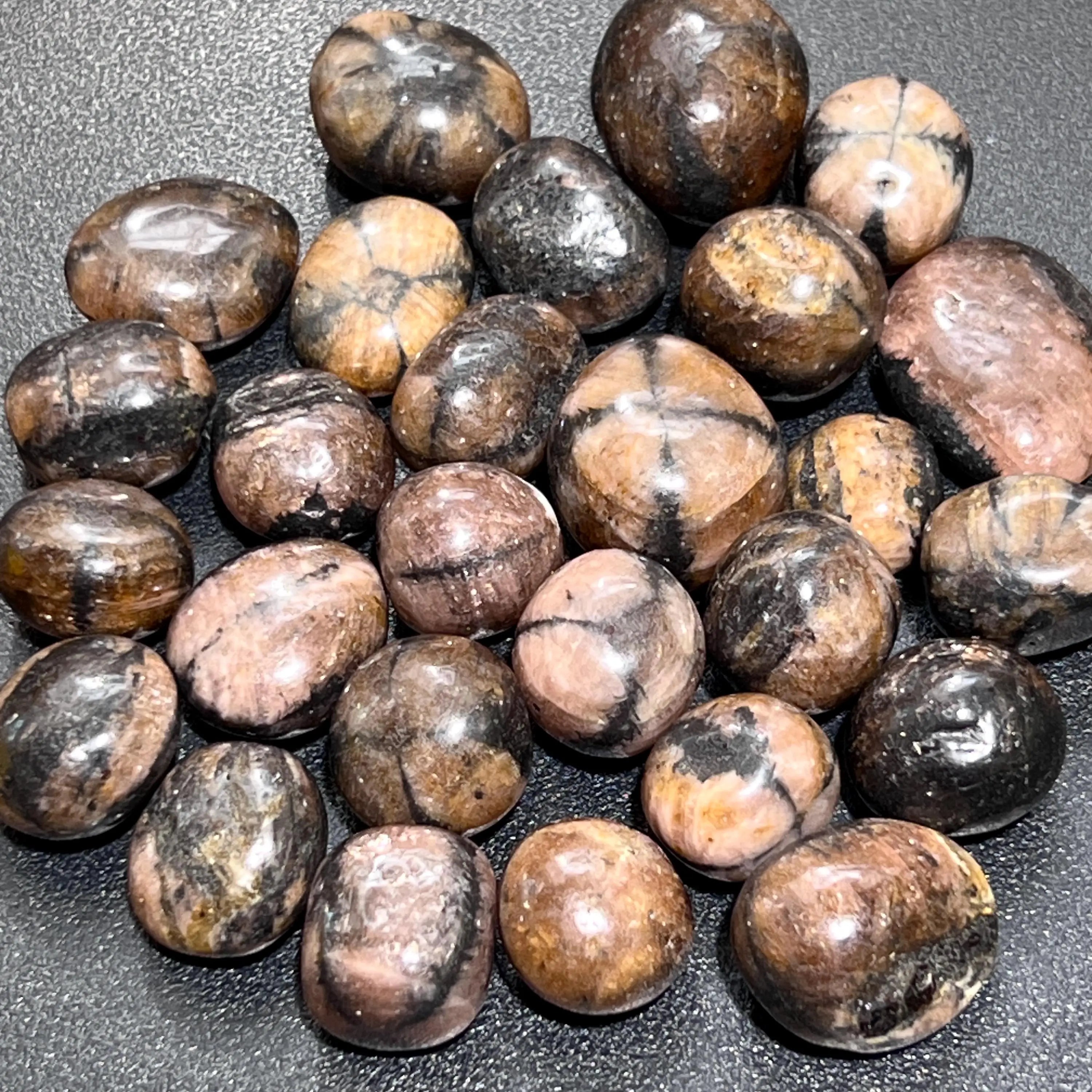 Chiastolite Mixed Quality (Fairy Cross Stone) Tumbled (By The Piece or Pound) Polished Crystals | Home & Living > Home Decor > Home Accents > Rocks & Geodes | Wiccan Center