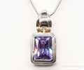 Vintage Large Purple Cubic Zirconia Sterling Silver Necklace | Jewelry > Necklaces > Pendants | Wiccan Center