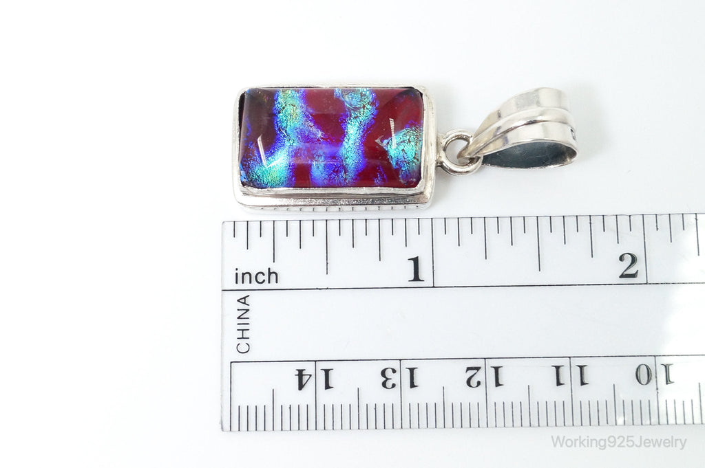 Vintage Dichroic Glass Sterling Silver Necklace Pendant | Jewelry > Necklaces > Pendants | Wiccan Center