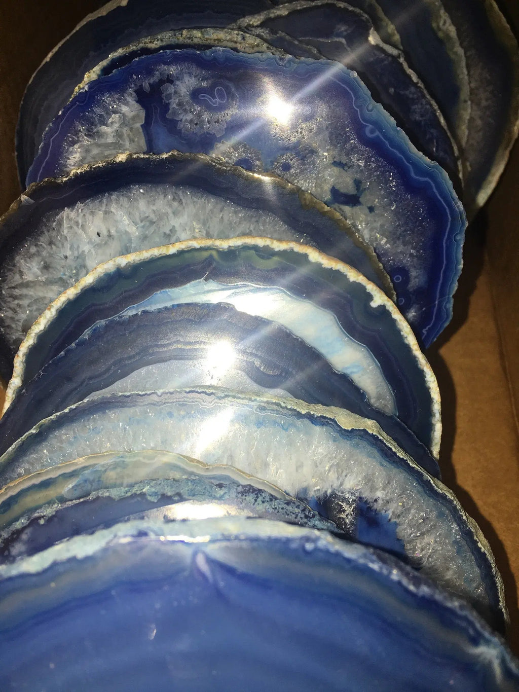 Large Agate Slice (4.5 - 5 Inches) Size #5 Round Crystal Slab Polished Escort Place Cards Coaster Amazing Crystals