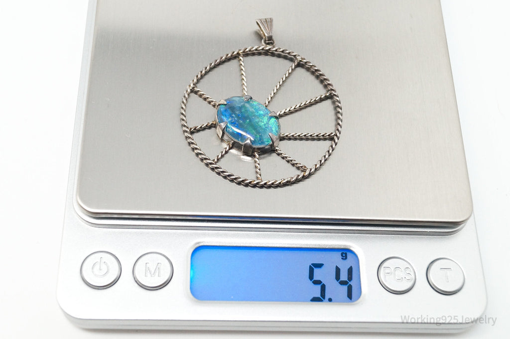 Vintage Handmade Native American Unsigned Opal Sterling Silver Pendant | Jewelry > Necklaces > Pendants | Wiccan Center