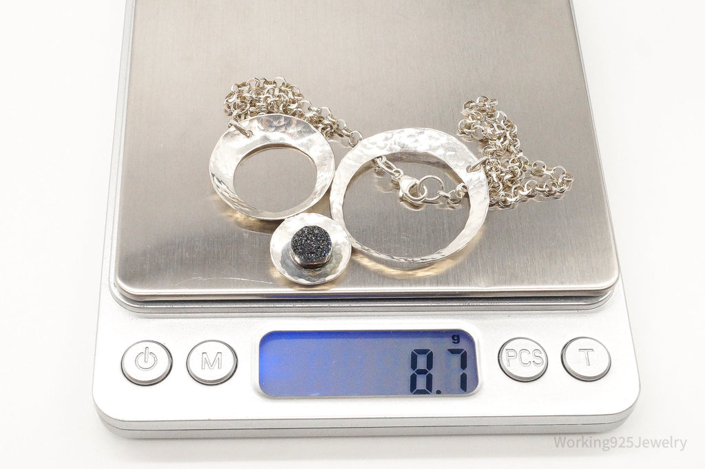 Modernist Druzy Quartz Sterling Silver Necklace | Jewelry > Necklaces > Pendants | Wiccan Center