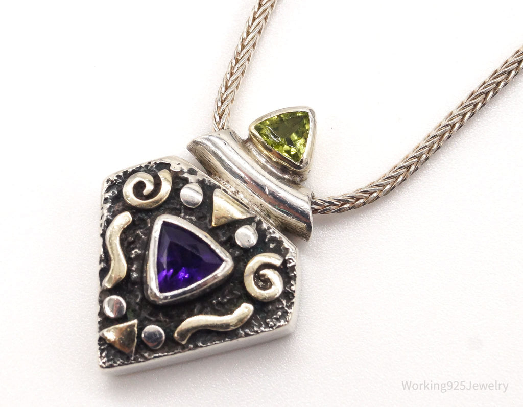 Vintage Amethyst Peridot Sterling Silver Necklace | Jewelry > Necklaces > Pendants | Wiccan Center