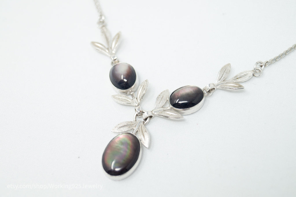 Vintage Designer Van Dell Black MOP Sterling Silver Necklace | Jewelry > Necklaces | Wiccan Center