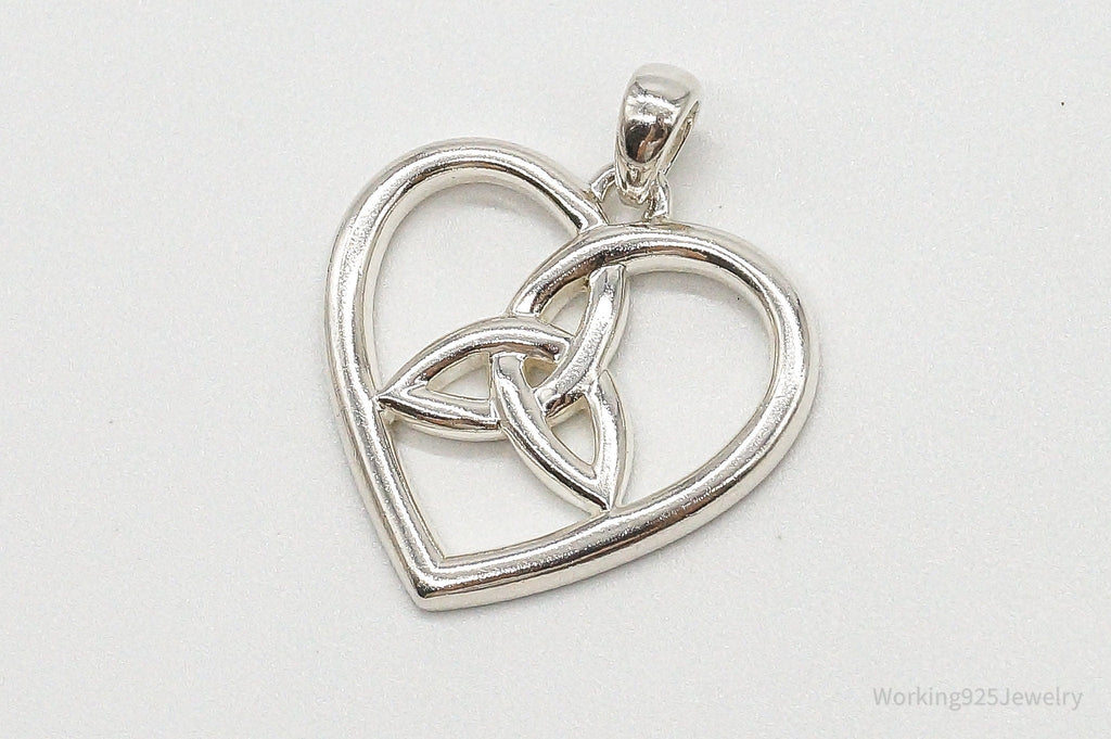 Vintage Large Ireland Celtic Heart Sterling Silver Pendant | Jewelry > Necklaces > Pendants | Wiccan Center
