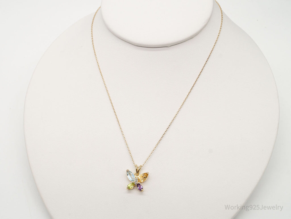Ross Simons Multi Gemstone Butterfly Gold Vermeil Sterling Silver Necklace | Jewelry > Necklaces > Pendants | Wiccan Center
