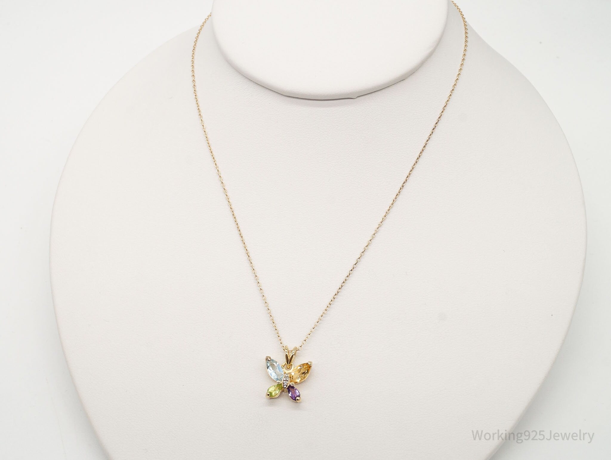 Ross Simons Multi Gemstone Butterfly Gold Vermeil Sterling Silver Necklace | Jewelry > Necklaces > Pendants | Wiccan Center