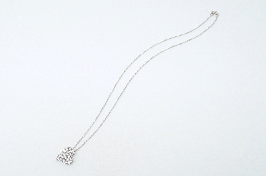 Vintage Simulated Diamond Accented Sweetheart Heart Sterling Silver Necklace 18" | Jewelry > Necklaces > Pendants | Wiccan Center