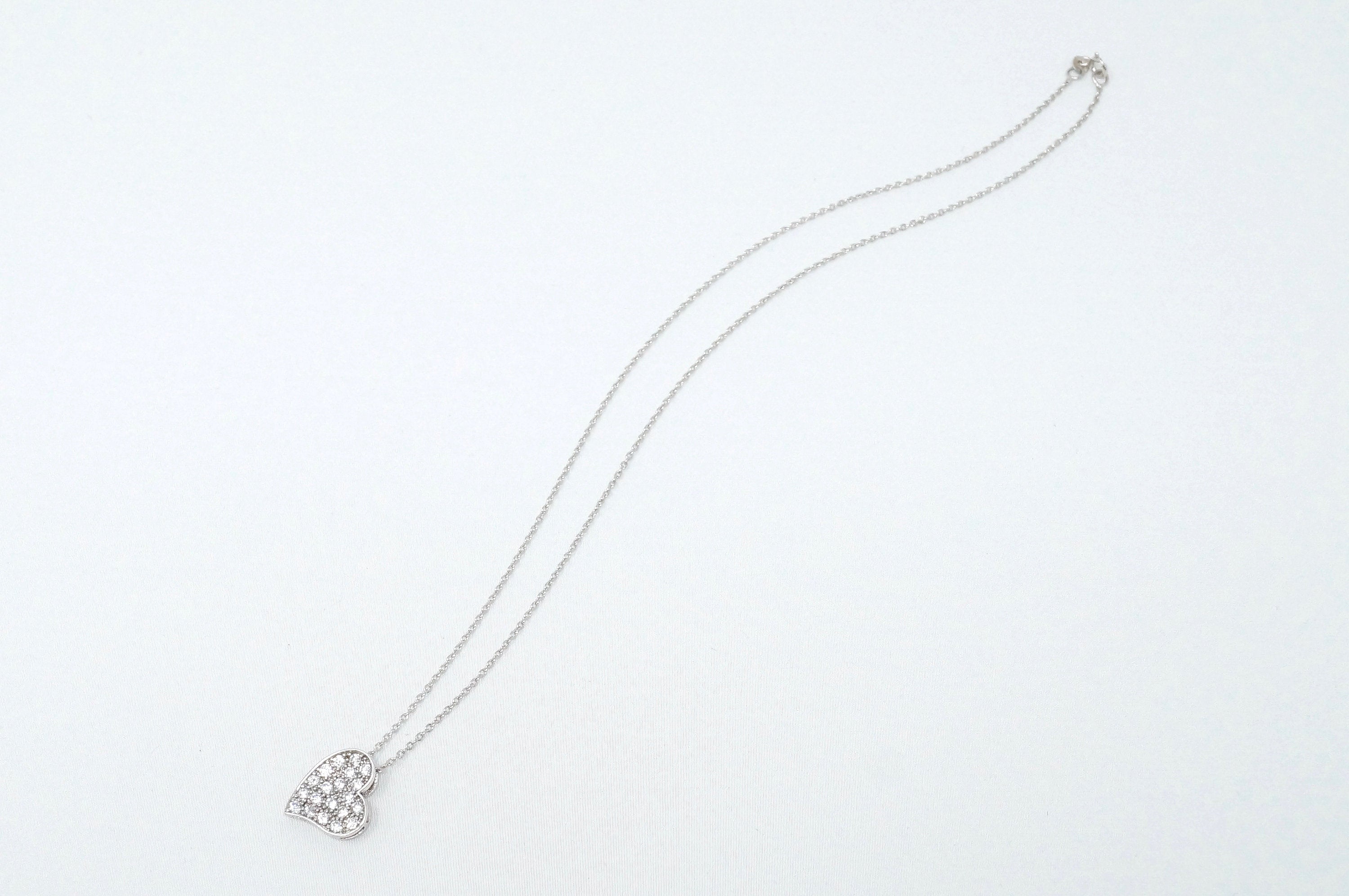 Vintage Simulated Diamond Accented Sweetheart Heart Sterling Silver Necklace 18" | Jewelry > Necklaces > Pendants | Wiccan Center