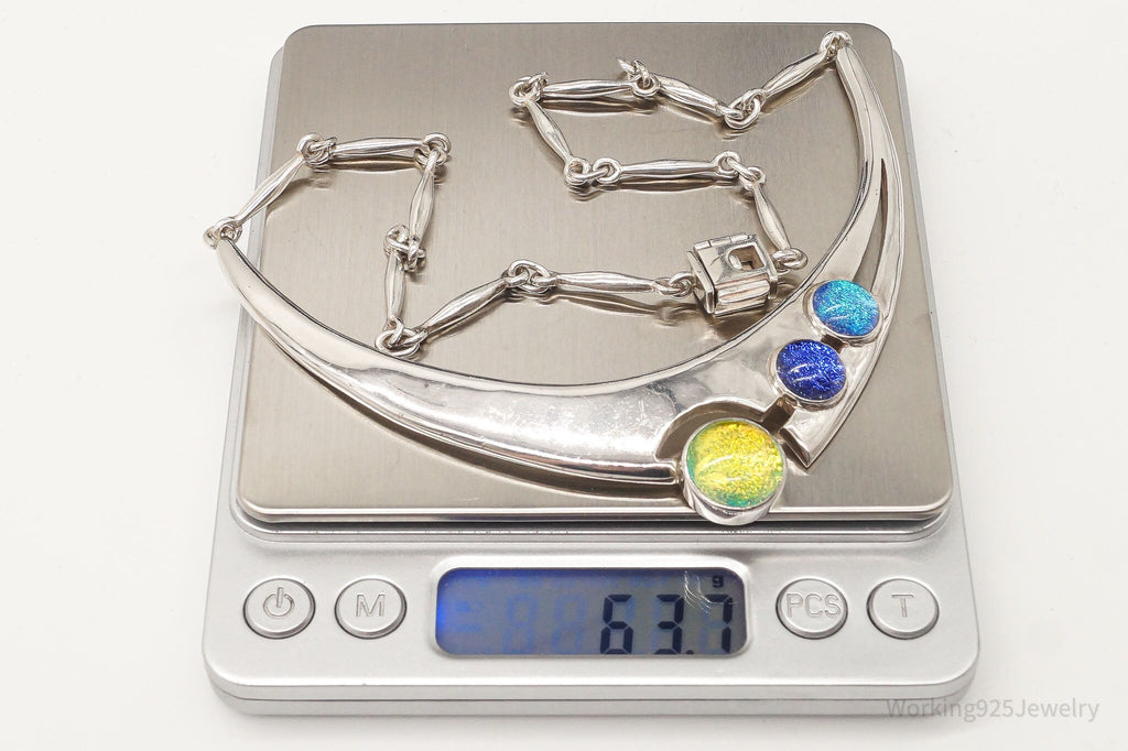 Designer Sheri Liebert Dichroic Glass Modernist Sterling Silver Necklace | Jewelry > Necklaces > Pendants | Wiccan Center