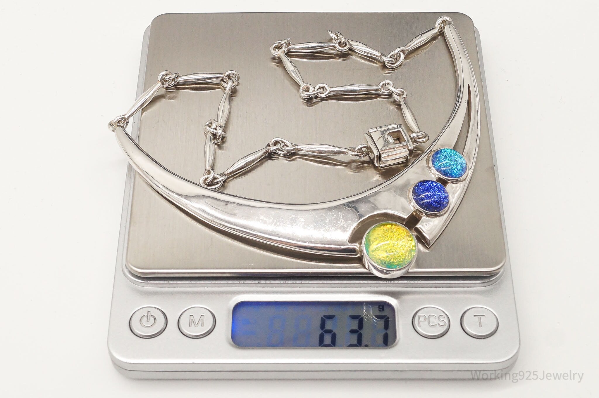 Designer Sheri Liebert Dichroic Glass Modernist Sterling Silver Necklace | Jewelry > Necklaces > Pendants | Wiccan Center