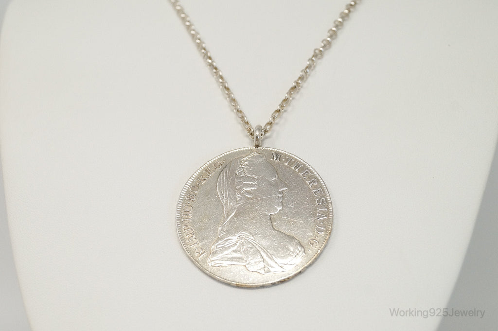 Antique 1780 M. Theresia Austrian Silver Thaler Coin Necklace | Jewelry > Necklaces > Pendants | Wiccan Center