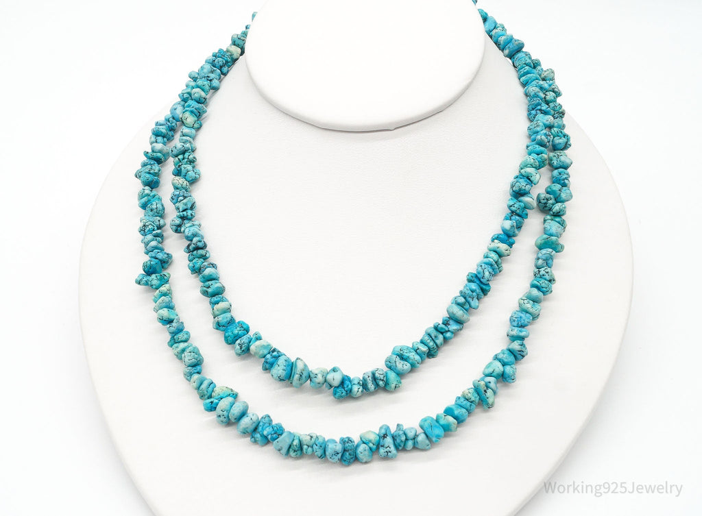 Long Vintage Southwestern Turquoise Nugget Beads String Necklace 36" | Jewelry > Necklaces > Pendants | Wiccan Center