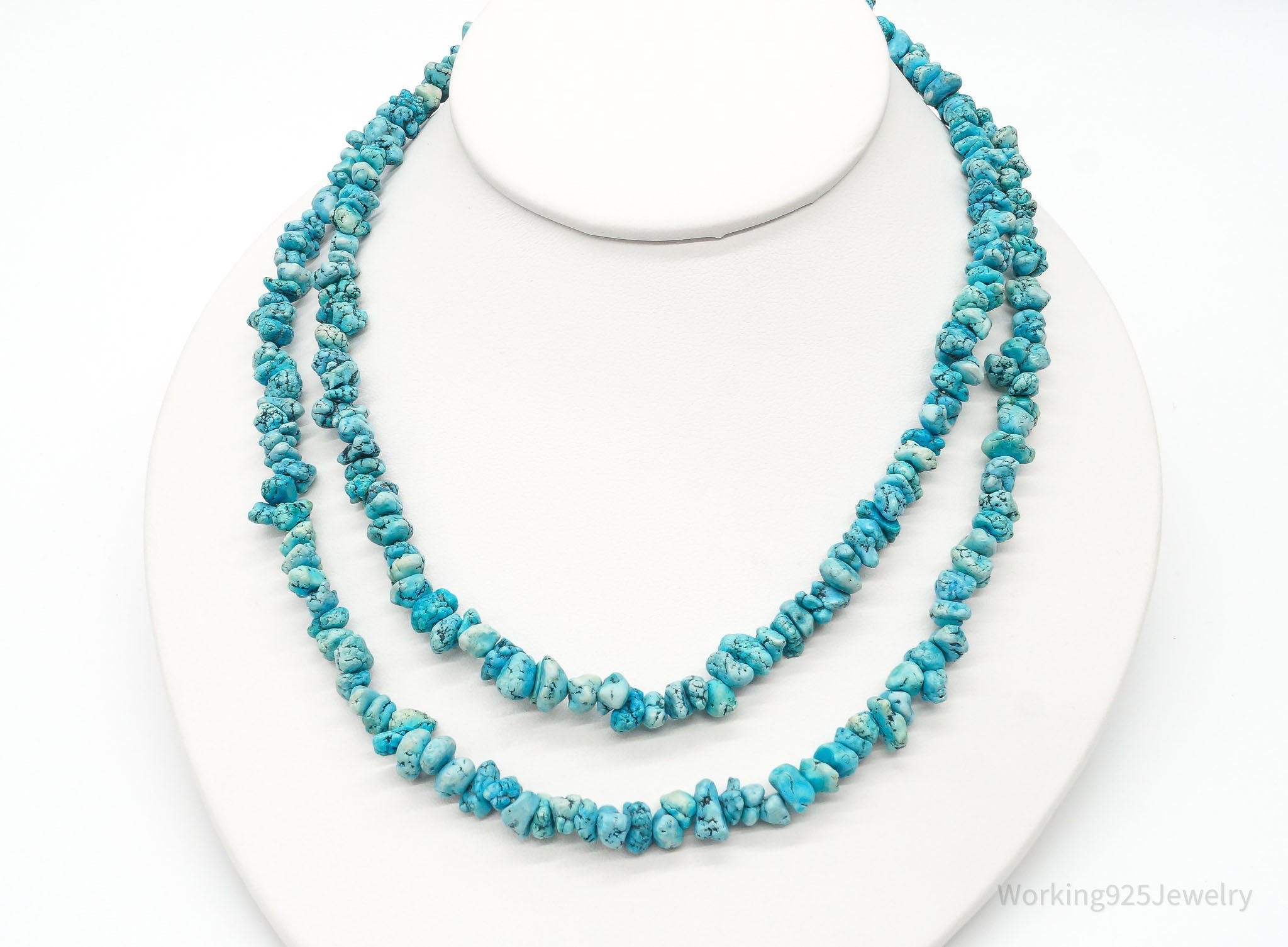 Long Vintage Southwestern Turquoise Nugget Beads String Necklace 36" | Jewelry > Necklaces > Pendants | Wiccan Center