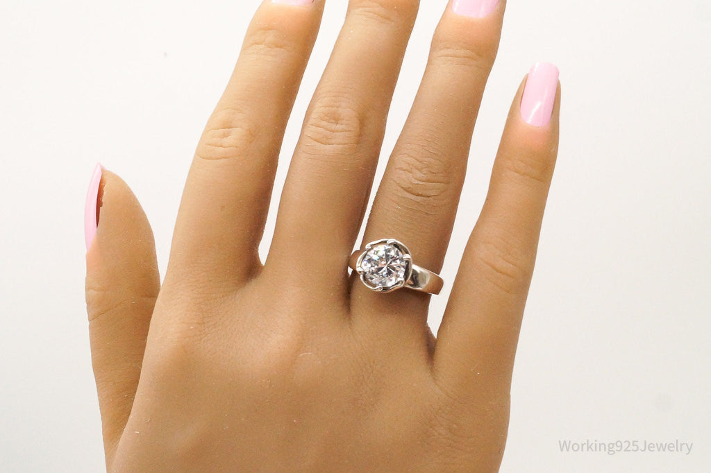 Vintage Cubic Zirconia Sterling Silver Ring - Size 7.75 | Jewelry > Rings | Wiccan Center