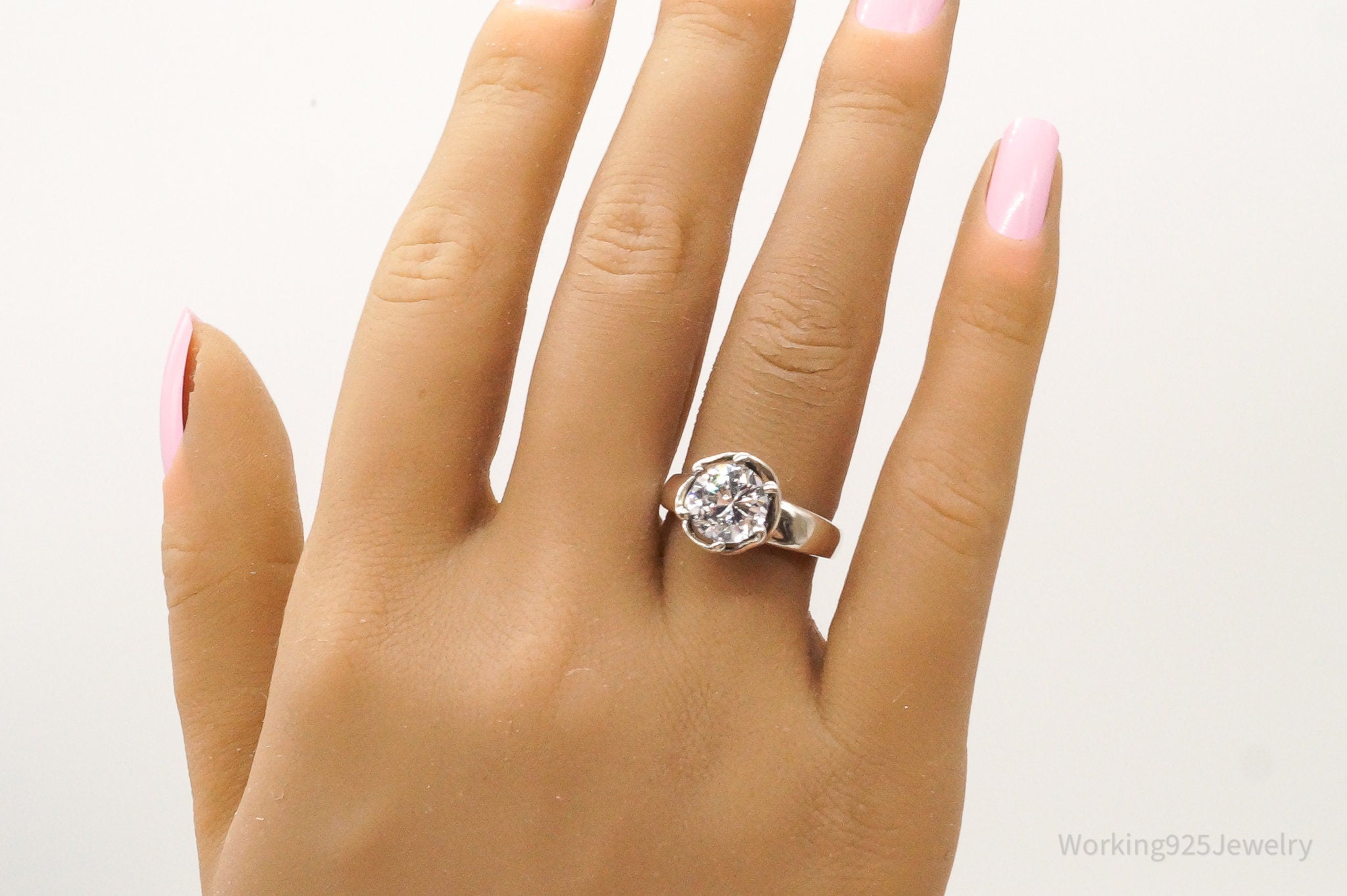 Vintage Cubic Zirconia Sterling Silver Ring - Size 7.75 | Jewelry > Rings | Wiccan Center