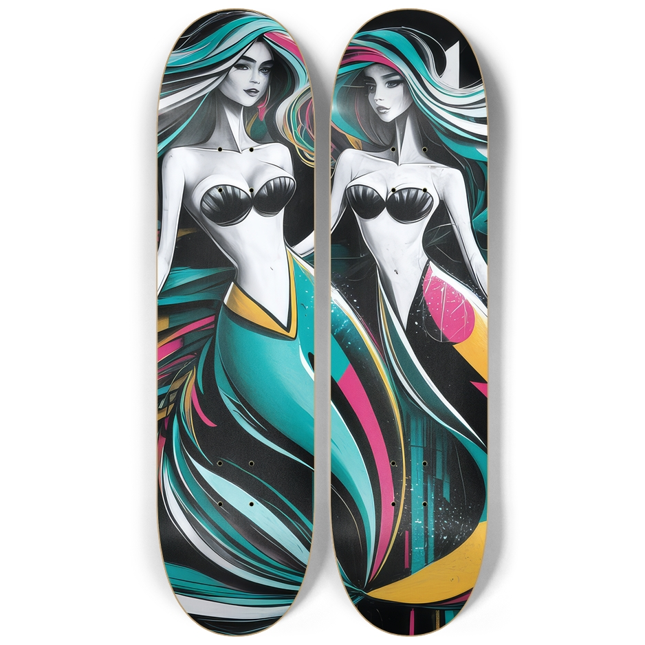 2 Skateboard Series Art - Mod Mermaids | Skateboard | Wiccan Center