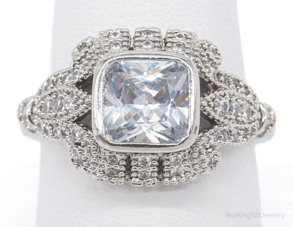Vintage White Topaz Sterling Silver Plated Ring - Size 9 | Jewelry > Rings | Wiccan Center