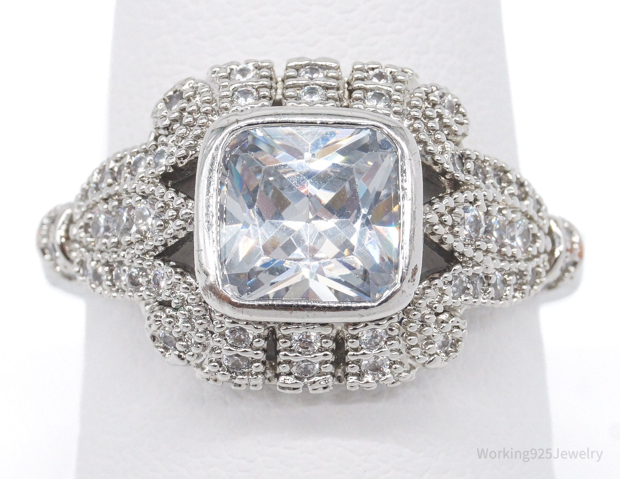 Vintage White Topaz Sterling Silver Plated Ring - Size 9 | Jewelry > Rings | Wiccan Center