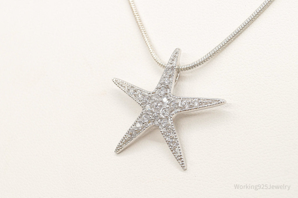 Cubic Zirconia Starfish Sterling Silver Necklace | Jewelry > Necklaces > Pendants | Wiccan Center