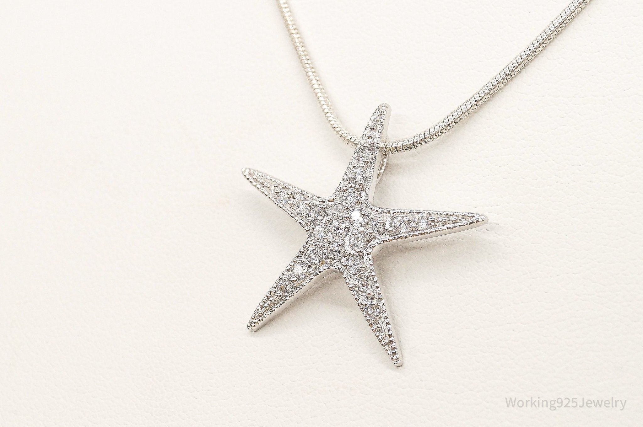 Cubic Zirconia Starfish Sterling Silver Necklace | Jewelry > Necklaces > Pendants | Wiccan Center