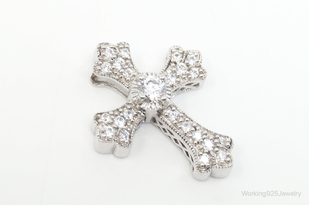 Vintage Designer MEDA Cubic Zirconia Cross Sterling Silver Necklace Pendant | Jewelry > Necklaces > Pendants | Wiccan Center