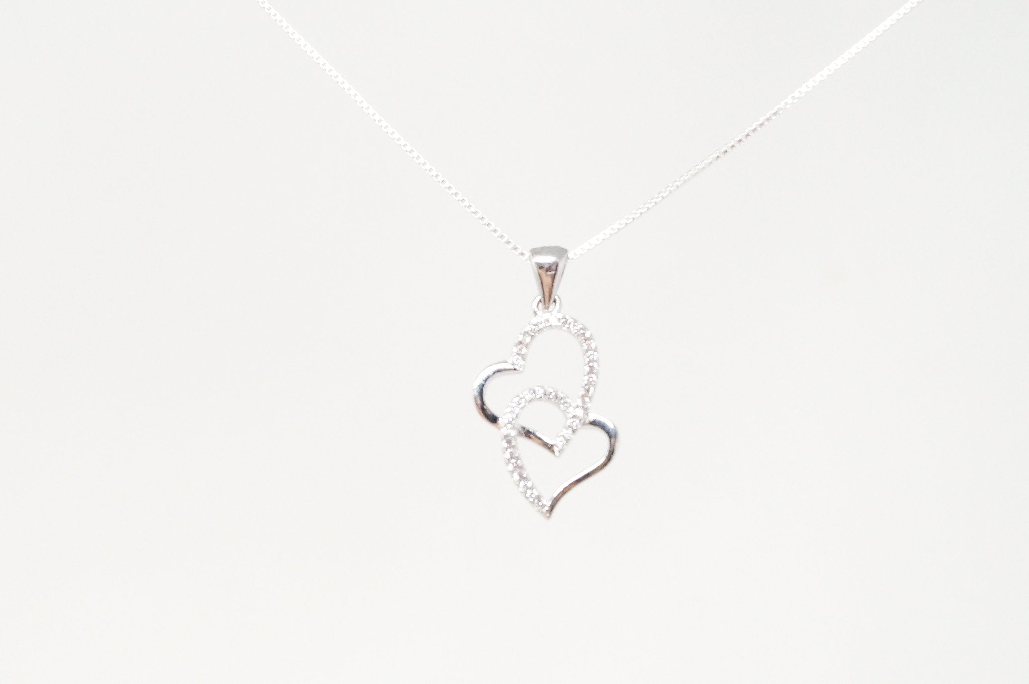 Vintage Open Hearts Forever Link Collection CZ Sterling Silver Necklace Pendant | Jewelry > Necklaces > Pendants | Wiccan Center