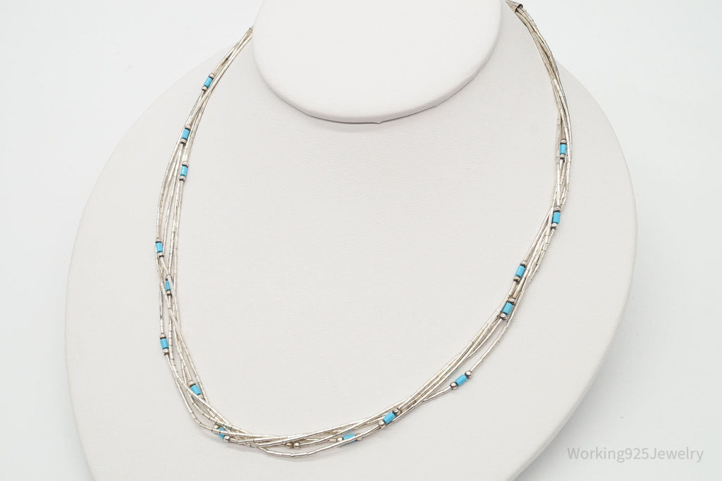 Vintage Native American Blue Turquoise Sterling Silver Bead Necklace | Jewelry > Necklaces | Wiccan Center