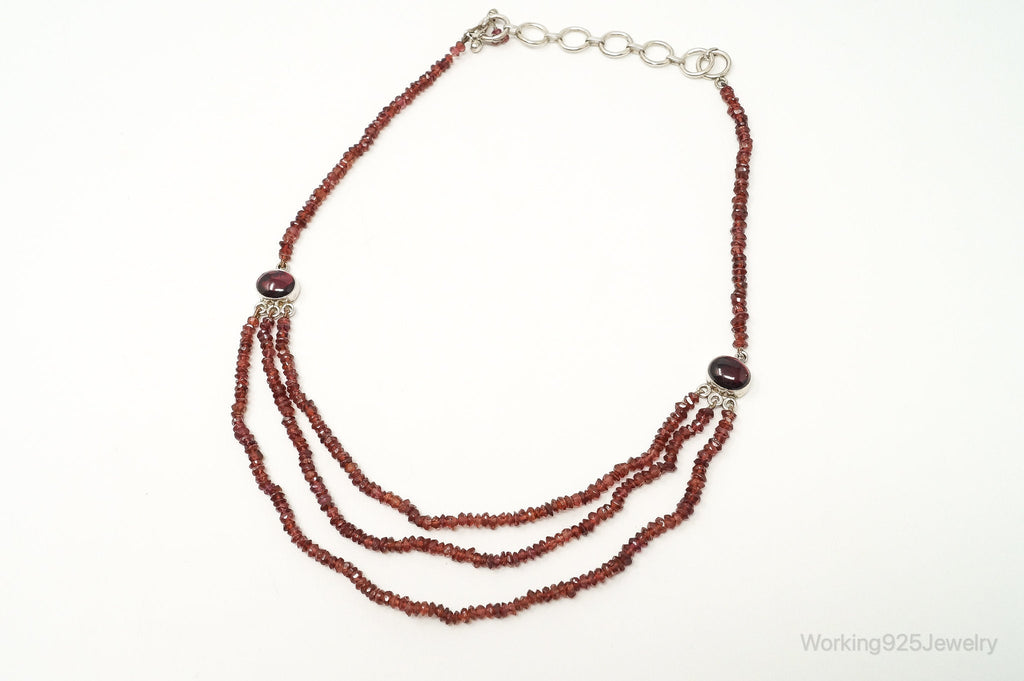 Vintage Garnet Bali Style Bead Strand Sterling Silver Necklace | Jewelry > Necklaces > Pendants | Wiccan Center