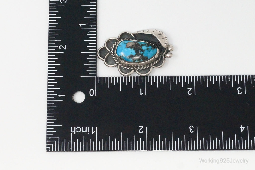 Large Vintage Native American Unsigned Turquoise Sterling Silver Pendant | Jewelry > Necklaces > Pendants | Wiccan Center