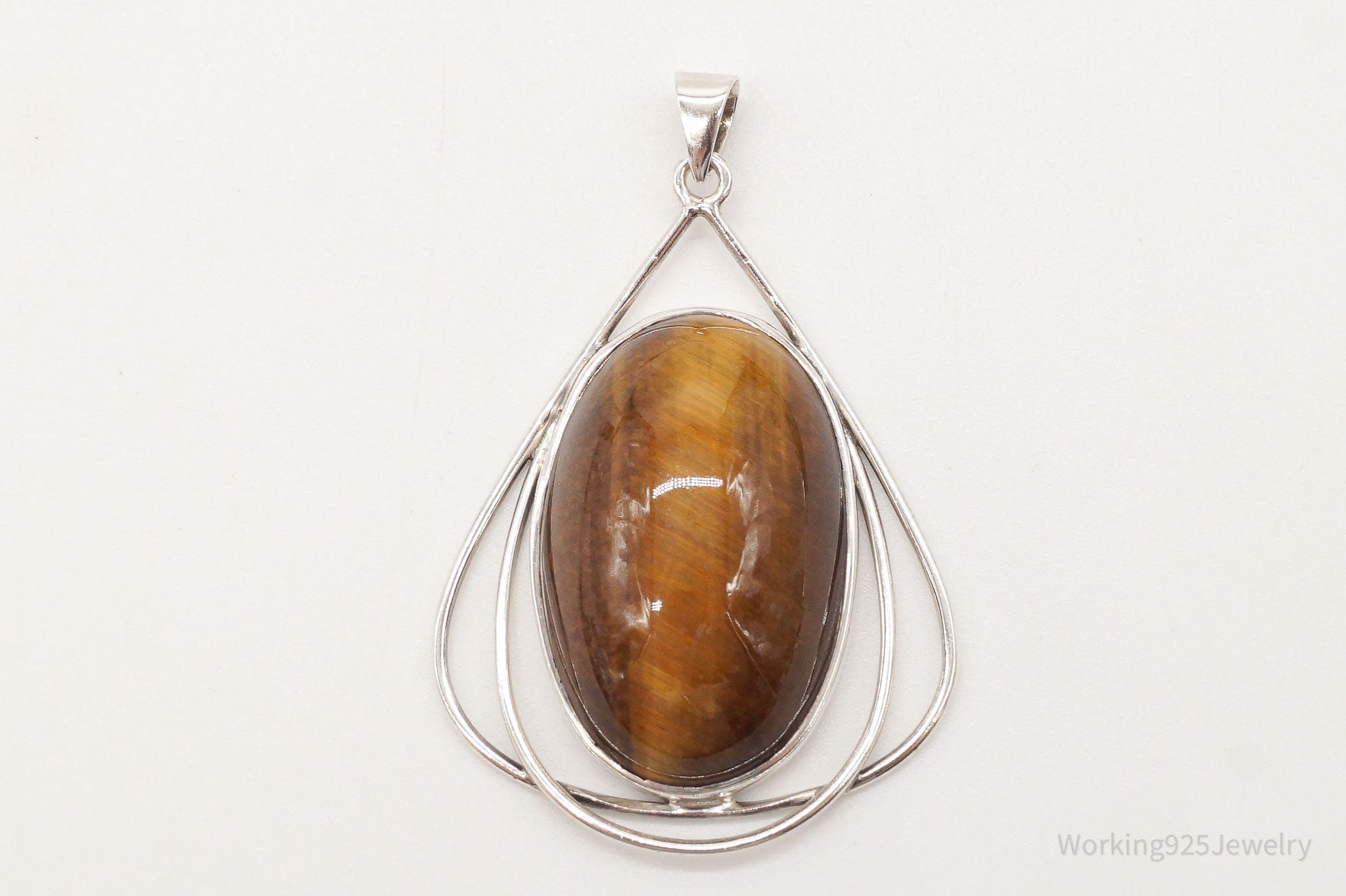 Vintage Large Tigers Eye Sterling Silver Pendant | Jewelry > Necklaces > Pendants | Wiccan Center