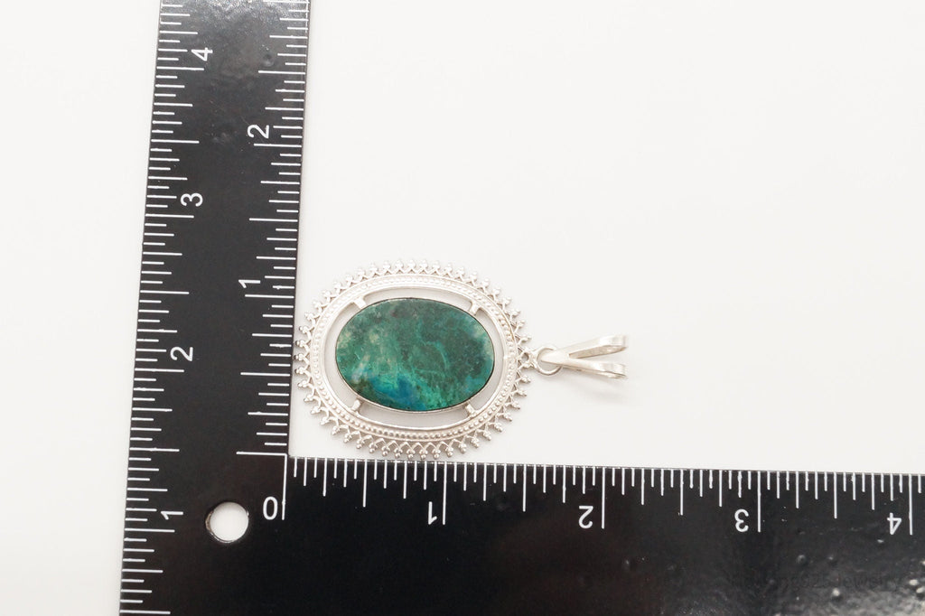 Vintage Large Chrysocolla Sterling Silver Pendant | Jewelry > Necklaces > Pendants | Wiccan Center