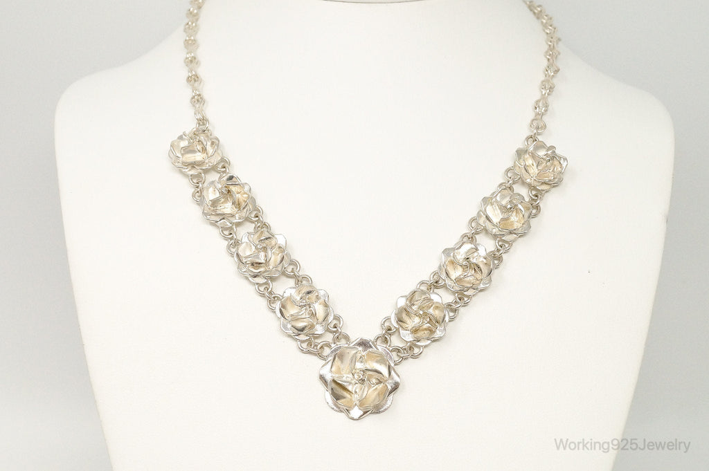 Vintage Mexico 3D Flowers Bloom Sterling Silver Necklace | Jewelry > Necklaces > Pendants | Wiccan Center