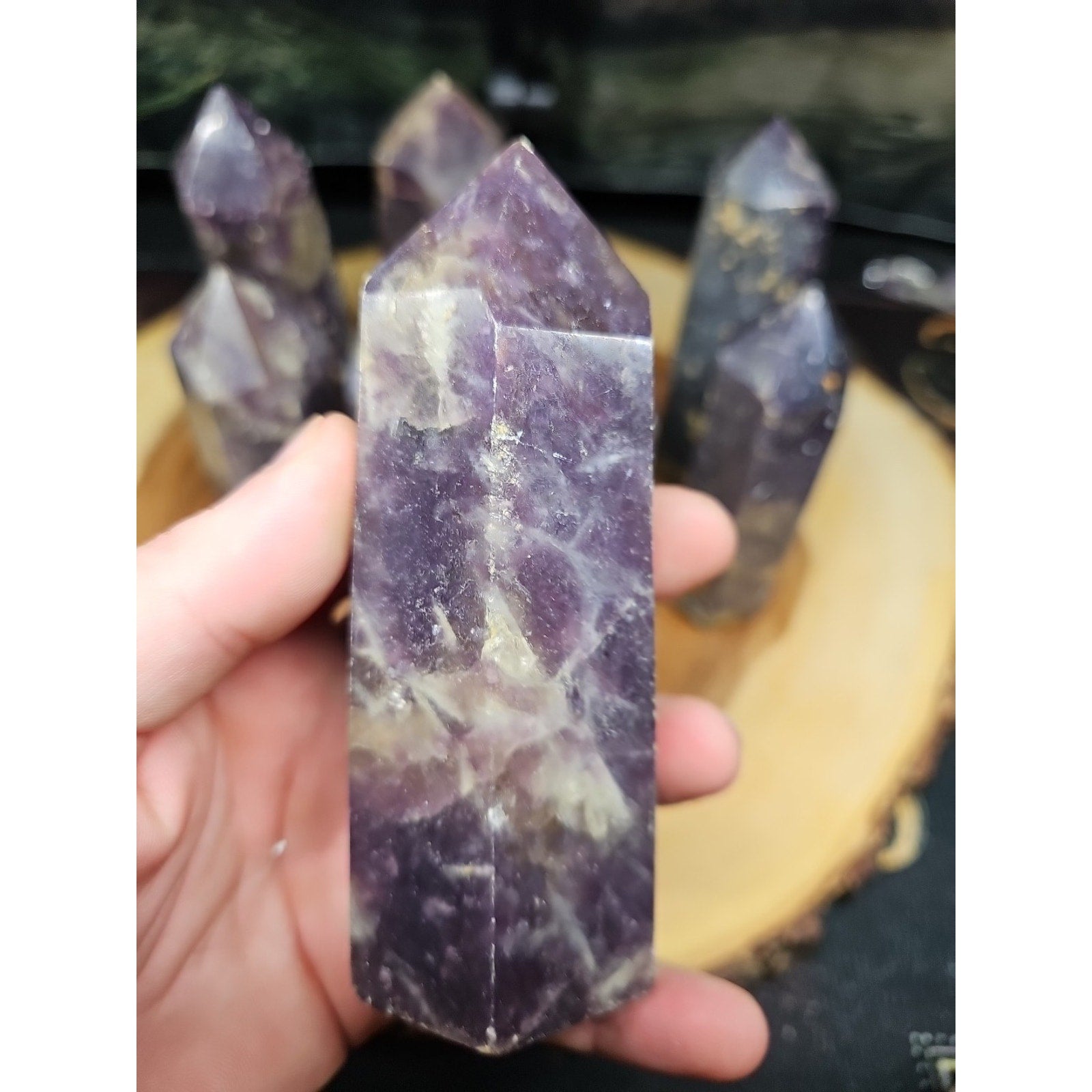 Purple Mica Lepidolite Crystal Tower — 300g–400g, Africa | CrystalCloud Company | Crystal Points & Towers | Wiccan Center