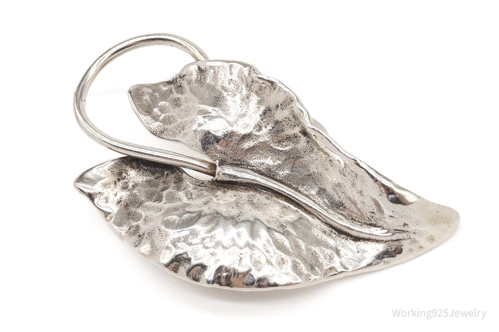 Large Antique Sterling Silver Leaf Pin Brooch | Jewelry > Brooches, Pins & Clips | Wiccan Center