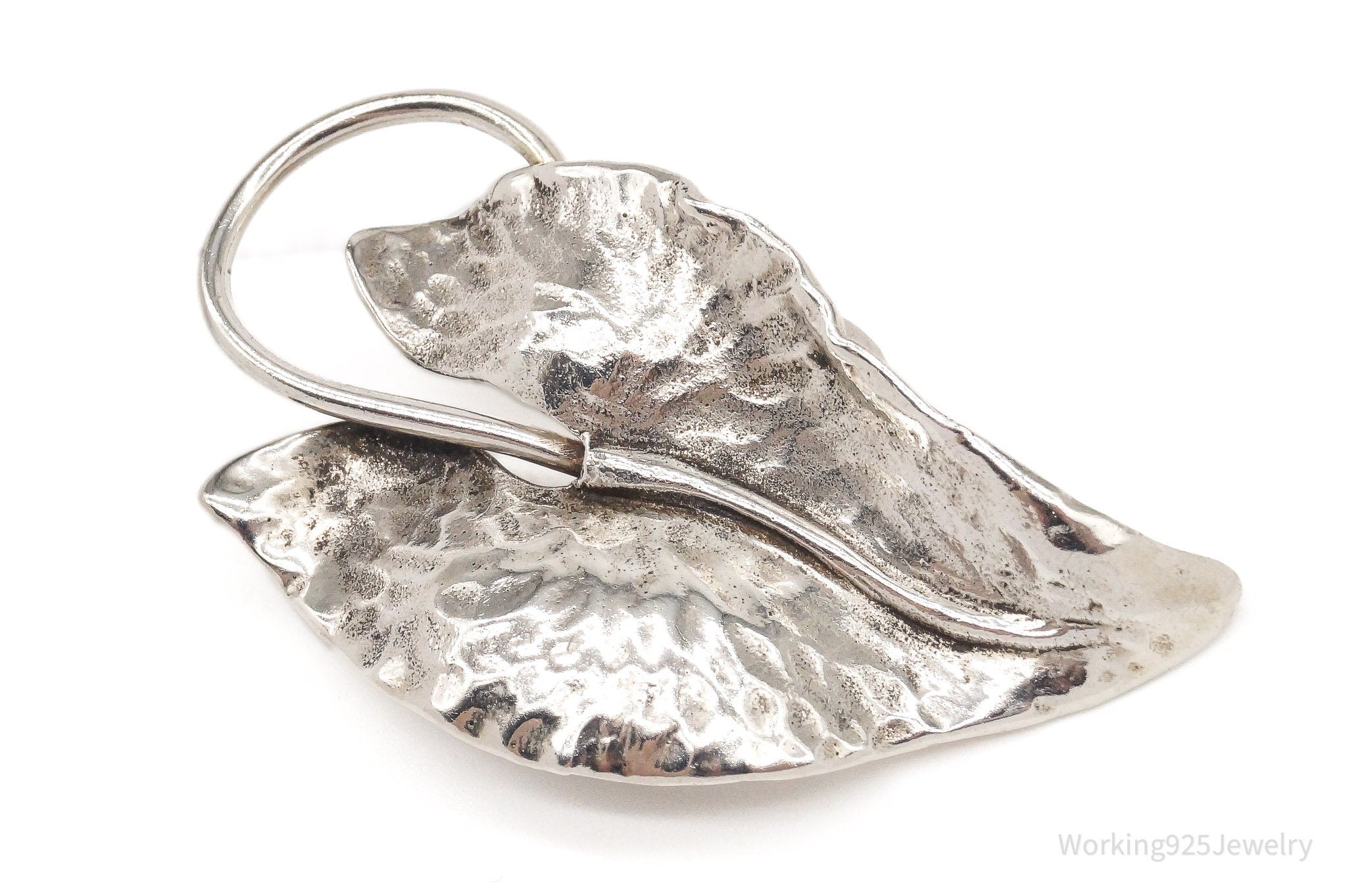Large Antique Sterling Silver Leaf Pin Brooch | Jewelry > Brooches, Pins & Clips | Wiccan Center